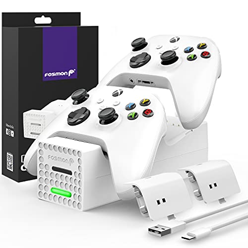 Fosmon Dual Controller Ladestation Kompatibel Mit Xbox Series X/S 2020 (Nicht Für Xbox One / 360) Controller, (Dual Slot) Docking Station Schnell Ladegerät und 2X Akku Batterien - Weiß von Fosmon