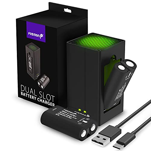 Fosmon - Dual-Ladegerät Für Xbox Controller, Wird mit 2 x 2200mAh Akkus Geliefert | 5280mWh Schnellladestation | Für Xbox Xbox Series X/S Controller, Xbox One/One X/One S Elite von Fosmon