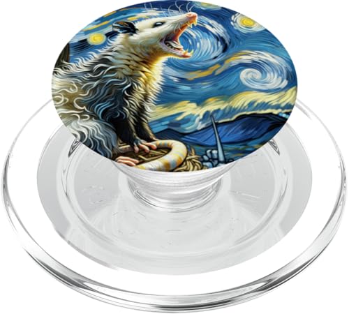 Opossum Screaming, Van Gogh Sternennachtstil, Opossum PopSockets PopGrip für MagSafe von Fossil Forward Homestead