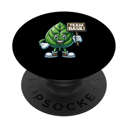 Team Basilikum, Pesto-Maskottchen, lustiges grünes Blattgemüse PopSockets Klebender PopGrip von Fossil Forward Homestead