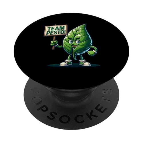Team Pesto, Basilikumblatt-Maskottchen, lustiges Blattgemüse PopSockets Klebender PopGrip von Fossil Forward Homestead