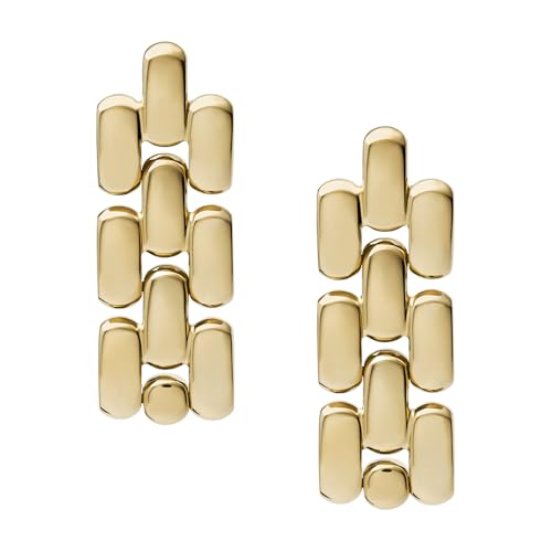 Fossil Damen Ohrringe aus goldfarbenem Edelstahl mit Pfosten-/Bolzenverschluss, Helles Gold von Fossil