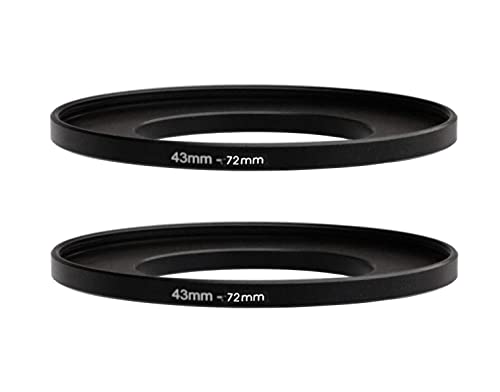 (2 Stück) 43–72 mm Step Up Ring Adapter, 43 mm auf 67 mm Filterring, 43 mm Stecker 72 mm Buchse Stepping Up Ring für DSLR Kamera Objektiv und ND UV CPL Infrarotfilter von Fotasy