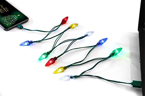 Fotbor LED-Weihnachtslicht-USB-C-Kabel, USB- und Glühbirnen-Typ-C-Ladekabel, 127 cm, mehrfarbig, kompatibel mit Samsung Galaxy S10 S10E S9 S8 S20 Plus A51 A11 Note 10 9 8 USB C Ladegerät (mehrfarbig) von Fotbor