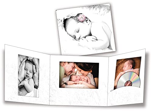 25 Stk. Portraitmappe 3-teilig für 13x18 Fotos & CD im Design Baby Fotomappe Leporello für Studio, Kindergarten, Schule von Foto-Profi-Shop Zientarra