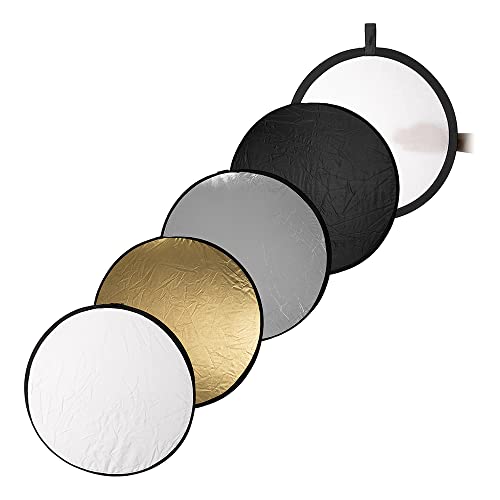 Fotodiox 5-in-1 Professionelle Faltbare Disc, Ovalen Reflektor 55,88 cm (22 Zoll) Silber/Gold/schwarz/weiß/diffusor von Fotodiox