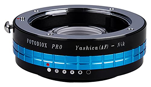 Fotodiox Pro Lens Mount Adapter - Yashica 230AF (YAF, Y230AF) Lens to Nikon SLR/DSLR Camera with Aperture Control Dial and Glass Elements for Focus Correction, fits Nikon D7100, D7000, D5200, D5100, D3100, D300, D300S, D200, D60, D800, D800e, D4, D3 von Fotodiox