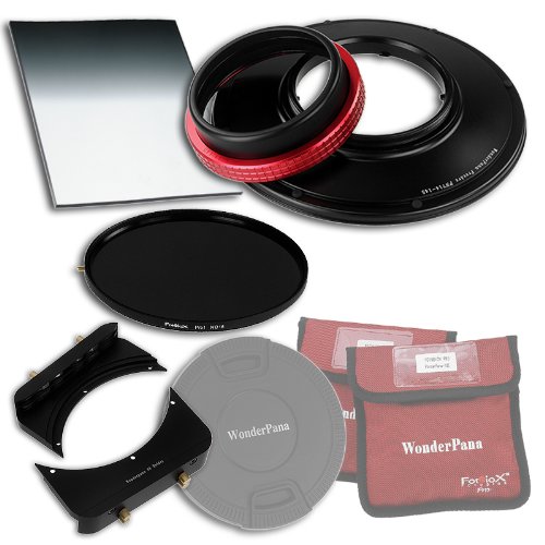 WonderPana 66 FreeArc Essentials ND 0.6HE Kit - Rotating 145mm Filter System Holder, Lens Cap, Fotodiox Pro 6.6"x8.5" 0.6 (2-stop) Hard Edge Grad ND and 145mm ND16 (4-Stop) Filters for the Panasonic Lumix G Vario 7-14mm f/4.0 Aspherical Lens (Micro Four Thirds Format) von Fotodiox