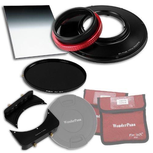 WonderPana 66 FreeArc Essentials ND 0.9HE Kit - Rotating 145mm Filter System Holder, Lens Cap, Fotodiox Pro 6.6"x8.5" 0.9 (2-stop) Hard Edge Grad ND and 145mm ND16 (4-Stop) Filters for the Panasonic Lumix G Vario 7-14mm f/4.0 Aspherical Lens (Micro Four Thirds Format) von Fotodiox