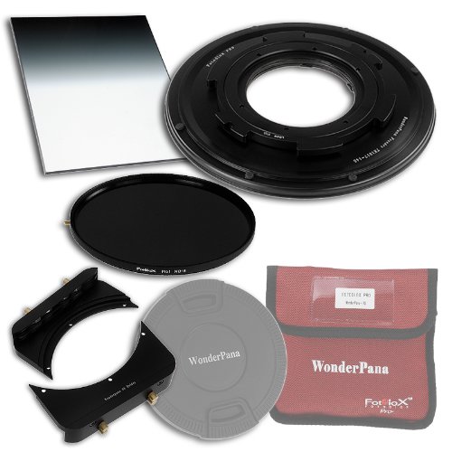 WonderPana 66 FreeArc Essentials ND 0.9HE Kit - Rotating 145mm Filter System Holder, Lens Cap, Fotodiox Pro 6.6"x8.5" 0.9 (2-stop) Hard Edge Grad ND and 145mm ND16 (4-Stop) Filters for the Tokina 10-17mm f/3.5-4.5 AT-X 107 DX AF Fisheye Lens (APS-C 35mm) von Fotodiox