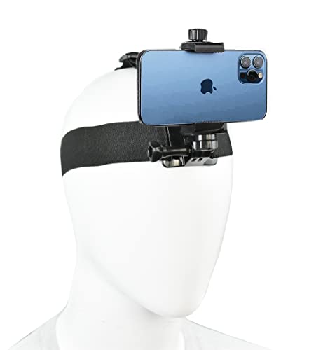 Fotoleey Kopfbandhalterung für Handy und Action-Kamera kompatibel mit iPhone 12, Samsung Galaxy-Serie, GoPro Hero 10, Insta360 One RS, Insta360 One X2 von Fotoleey