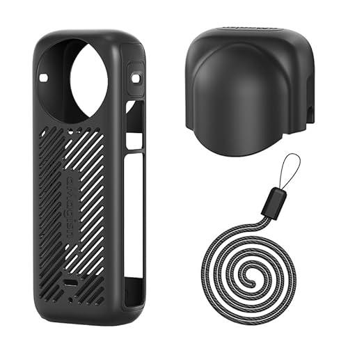 Fotoleey Schutzgehäuse für Insta360 X4 mit Objektivdeckel und Lanyard von Fotoleey
