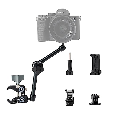 Fotopro 11 Zoll Magic Arm mit Super Clamp Mount Telefonhalterung Einstellbare Kamera Halterung Kit für DSLR Kamera Monitor Camcorder Telefon Video Vlog Rig von Fotopro