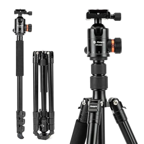 Fotopro 165CM/65inch Kamera stativ, 2 in 1 Aluminium Reisen stativ und 360 ° Kopf Bein, Abnehmbares Einbeinstativ für DSLR, maximale Belastung 8KG/17.63lbs von Fotopro