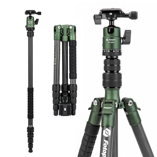 Fotopro 60" Kohlefaser-Reisestativ, Kompaktkamerastativ mit Kugelkopf, abnehmbares Einbeinstativ mit Schnellwechselplatte und Tasche, Last bis zu 8 kg/17,63 lbs von Fotopro