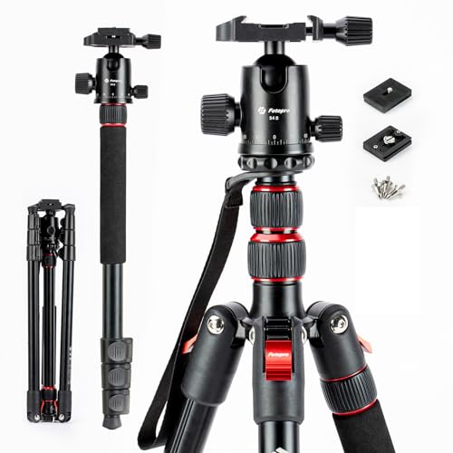 Fotopro 78" Kamera-Stativ, 360°Kugelkopf faltbares Aluminium-Stativ Einbeinstativ mit Schnellwechselplatte Tragkraft 6KG, einstellbare Höhe von 47CM bis 197CM für DSLR Sportkamera Telefon von Fotopro