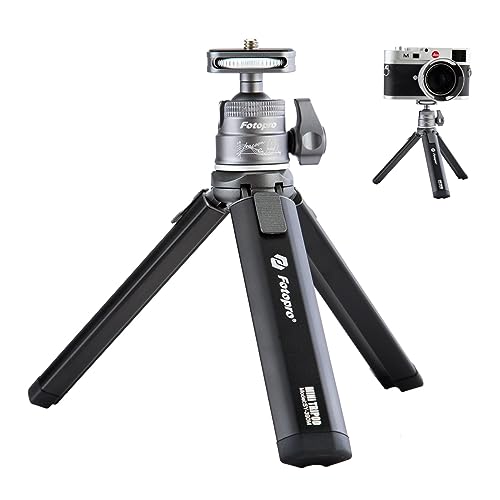 Fotopro Desktop-Stativ Alle Metallmaterialien Aluminiumlegierung 360-Grad-Kugelkopf 1/4 Zoll Schraube Tragbares Mini-Tischstativ für Handy DSLR Kamera Reisefoto Vlog Video Fotopro Desktop-Stativ Alle Metallmaterialien Aluminiumlegierung 360-Grad-Kugelkopf 1/4 Zoll Schraube Tragbares Mini-Tischstativ für Handy DSLR Kamera Reisefoto Vlog Video von Fotopro