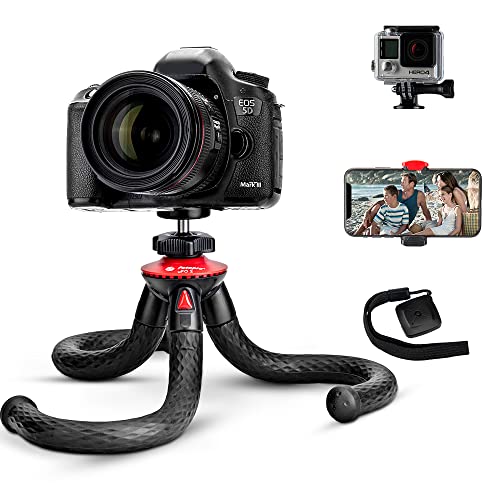 Fotopro Flexible Handy Stativ mit Bluetooth Fernbedienung, Desktop Stativ für Smartphone, Mini Kamera Stativ für DSLR Kamera iPhone von Fotopro