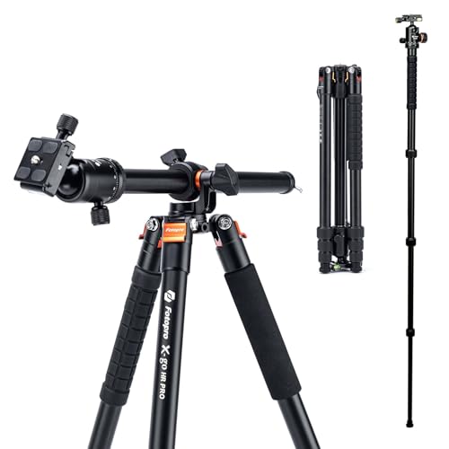 Fotopro Horizontales Kamerastativ, 184 cm Kamerastativ mit 360-Grad-Kugelkopf, Schnellwechselplatte für DSLR Videokamera, 2-in-1 Stativ und Einbeinstativ, maximale Belastung 10 kg von Fotopro