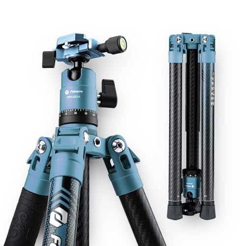 Fotopro Kohlefaser-Stativ für Kamera, 0,9 kg, Ultraleicht, 157,5 cm, Reisekamerastativ, max. Belastung bis 10 kg, X-Aircross 3, Blau von Fotopro