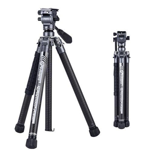 Fotopro X-Aircross 3 Lite Video 64 Zoll leichtes Reisekamerastativ mit Flüssigkeitskopf, 1,0 kg, ultraleicht, tragbar, professionelles Video, Reisen, Kohlefaser-Stativ für Kamera, DSLR, Belastung bis von Fotopro