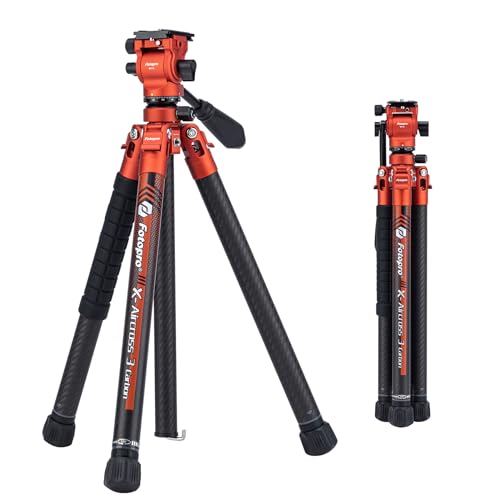 Fotopro X-Aircross 3 Lite Video 64 Zoll leichtes Reisekamerastativ mit Flüssigkeitskopf, 1 kg, ultraleicht, tragbar, professionelles Video, Reisen, Kohlefaser-Stativ für Kamera, DSLR, Belastung bis zu von Fotopro