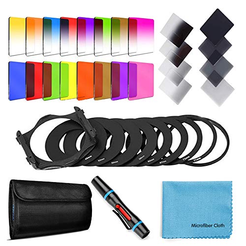 Fotover 24 Stück Square Filterset ND Graufilter Verlaufsfilter Voll Farbfilter Set für Cokin P Serie mit Adapter Ringe Filterhalterung Objektivreinigungsstift und Weiteres Zubehör für DSLR-Kamera Fotover 24 Stück Square Filterset ND Graufilter Verlaufsfilter Voll Farbfilter Set für Cokin P Serie mit Adapter Ringe Filterhalterung Objektivreinigungsstift und Weiteres Zubehör für DSLR-Kamera von Fotover
