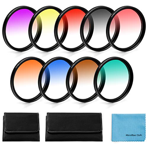 Fotover 9 Stück Graduierte Farbfilter für Canon Nikon Sony Pentax Olympus Fuji DSLR Kamera + Objektivfiltertasche + Reinigungstuch Fotover 9 Stück Graduierte Farbfilter für Canon Nikon Sony Pentax Olympus Fuji DSLR Kamera + Objektivfiltertasche + Reinigungstuch von Fotover