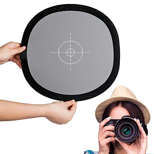 Fotover Graukarte/Weißabgleich Karte 24x24 Zoll (60x60cm) Portable Focus Board Zwei Seiten Double Face 18% Grau/Weiß Balance Referenzkarte mit Tragetasche für Canon Nikon Sony DSLR Kamera von Fotover