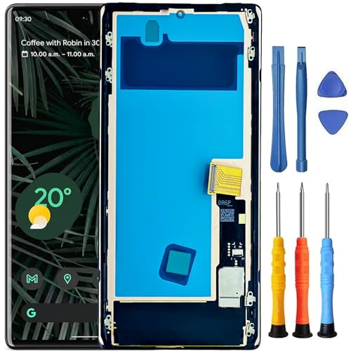 Foufinin Ersatzbildschirm für Google Pixel 6 Pro für Google Pixel 6 Pro, Ersatz mit GD1YQ GTT9Q LCD GLUOG G8VOU Display Touch Digitizer Montage mit Werkzeugen Schwarz 17,5 cm (6,7 Zoll) von Foufinin