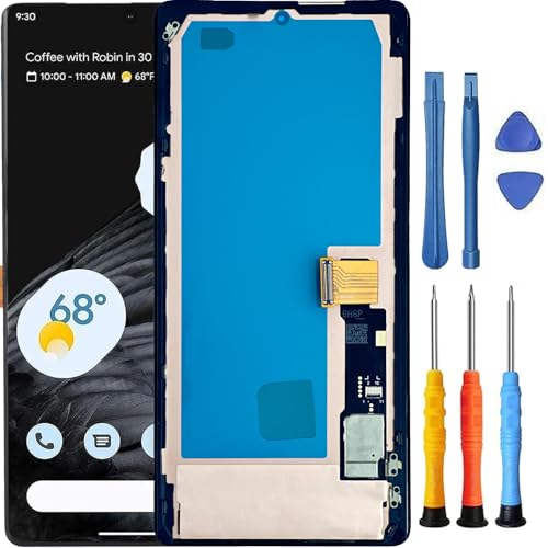 Foufinin Ersatzbildschirm für Google Pixel 7 Pro für Google Pixel 7 Pro, Ersatz mit GP4BC GE2AE, LCD-Display, Touch-Digitalisierer, Montage mit Werkzeugen, Schwarz, 17,5 cm (6,7 Zoll) von Foufinin