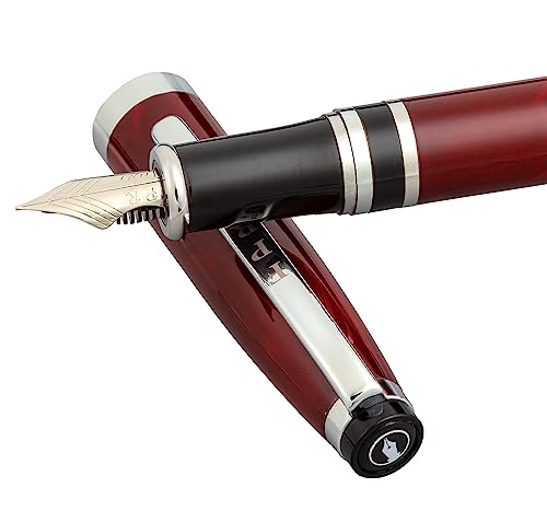 Fountain Pen Revolution FPR Ambassador Füllfederhalter mit Ultra-Flex-Feder, Burgunderrot, luxuriöses Stift-Set mit Flaschenfüll-Konverter und 2 langen Patronen von Fountain Pen Revolution