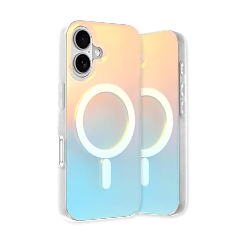 Fourmor Schutzhülle für iPhone 16, galvanisiert, matt, Farbverlauf, geeignet für Mädchen, magnetisch, Anti-Fingerabdruck, matt, sturzsicher, TPU-Stoßdämpfer für iPhone 16 von Fourmor