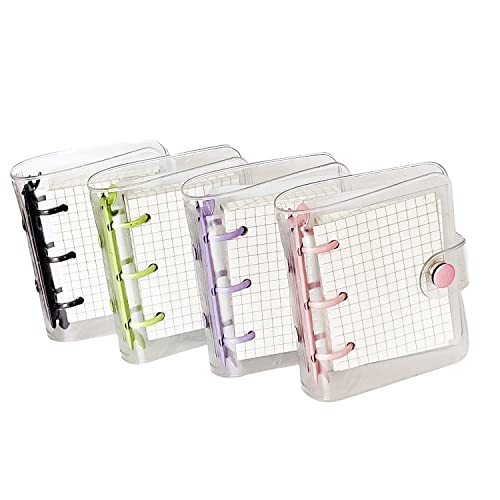 Fowecry 4Er-Pack Transparente Mini-OrdnerhüLlen mit 3 Ringen, mit Gerasterter Innenseite und 12 Ordnertaschen (3 StüCk/Set) von Fowecry