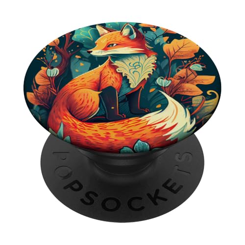 Niedlicher Fuchs, bunte Illustration, Herbstblätter PopSockets Klebender PopGrip Niedlicher Fuchs, bunte Illustration, Herbstblätter PopSockets Klebender PopGrip von Fox Colorful Merch
