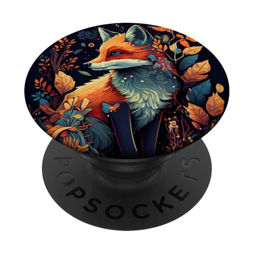 Niedlicher Fuchs, bunte Illustration, Herbstblätter PopSockets Klebender PopGrip Niedlicher Fuchs, bunte Illustration, Herbstblätter PopSockets Klebender PopGrip von Fox Colorful Merch