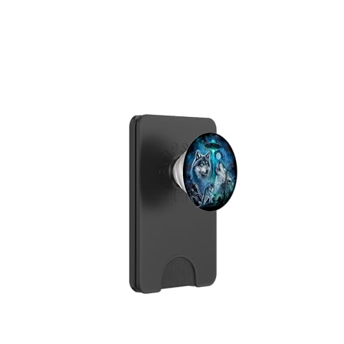 Alien Wolf Heulender Mond UFO Galaxie Wald Nacht Kunst PopSockets PopWallet für MagSafe Alien Wolf Heulender Mond UFO Galaxie Wald Nacht Kunst PopSockets PopWallet für MagSafe von Fox Republic Design