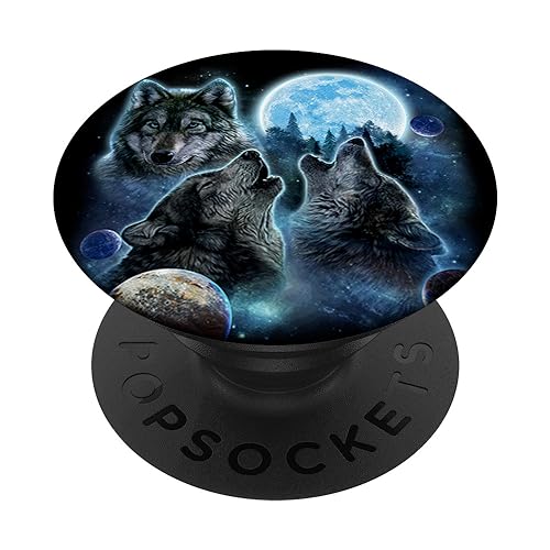 Drei Wölfe heulen und Mond PopSockets mit austauschbarem PopGrip von Fox Republic Design