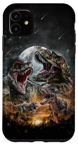 Hülle für iPhone 11 Tyrannosaurus Rex Dinosaurier in prähistorischer Zeit Vollmond von Fox Republic Design