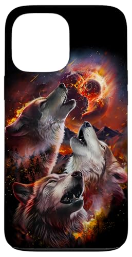 Hülle für iPhone 13 Pro Max Wolf heult im brennenden Wald unter dem Asteroideneinschlag Mond Hülle für iPhone 13 Pro Max Wolf heult im brennenden Wald unter dem Asteroideneinschlag Mond von Fox Republic Design