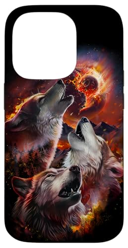 Hülle für iPhone 14 Pro Wolf heult im brennenden Wald unter dem Asteroideneinschlag Mond Hülle für iPhone 14 Pro Wolf heult im brennenden Wald unter dem Asteroideneinschlag Mond von Fox Republic Design