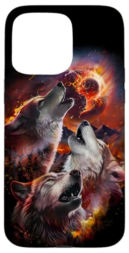 Hülle für iPhone 15 Pro Max Wolf heult im brennenden Wald unter dem Asteroideneinschlag Mond Hülle für iPhone 15 Pro Max Wolf heult im brennenden Wald unter dem Asteroideneinschlag Mond von Fox Republic Design