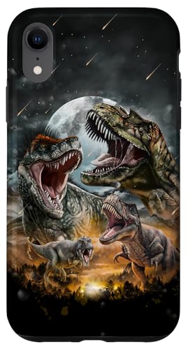 Hülle für iPhone XR Tyrannosaurus Rex Dinosaurier in prähistorischer Zeit Vollmond von Fox Republic Design