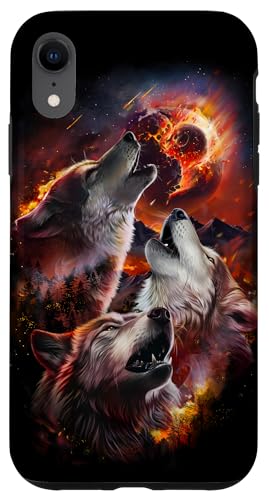 Hülle für iPhone XR Wolf heult im brennenden Wald unter dem Asteroideneinschlag Mond Hülle für iPhone XR Wolf heult im brennenden Wald unter dem Asteroideneinschlag Mond von Fox Republic Design