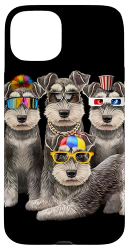 Lustiger Schnauzer Dog Squad in Sonnenbrille Party Hund Design Hülle für iPhone 15 Plus Lustiger Schnauzer Dog Squad in Sonnenbrille Party Hund Design Hülle für iPhone 15 Plus von Fox Republic Design
