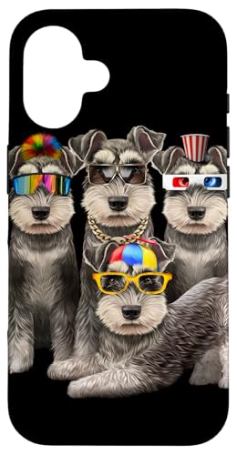 Lustiger Schnauzer Dog Squad in Sonnenbrille Party Hund Design Hülle für iPhone 16 Lustiger Schnauzer Dog Squad in Sonnenbrille Party Hund Design Hülle für iPhone 16 von Fox Republic Design