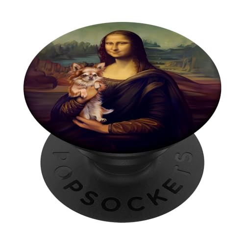 Mona Lisa Holding a Chihuahua Cute Dog Art Parodie Malerei PopSockets Klebender PopGrip Mona Lisa Holding a Chihuahua Cute Dog Art Parodie Malerei PopSockets Klebender PopGrip von Fox Republic Design