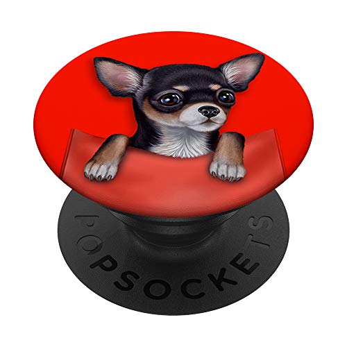 Schwarzer Chihuahua-Hund in der Tasche PopSockets PopGrip: Ausziehbarer Sockel und Griff für Handys/Tablets mit Tauschbarem Top Schwarzer Chihuahua-Hund in der Tasche PopSockets PopGrip: Ausziehbarer Sockel und Griff für Handys/Tablets mit Tauschbarem Top von Fox Republic Design