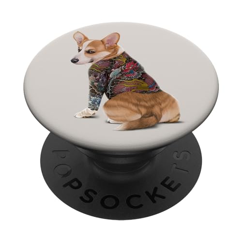 Welsh Corgi Hund mit japanischem Drachen Tattoo Irezumi PopSockets mit austauschbarem PopGrip Welsh Corgi Hund mit japanischem Drachen Tattoo Irezumi PopSockets mit austauschbarem PopGrip von Fox Republic Design