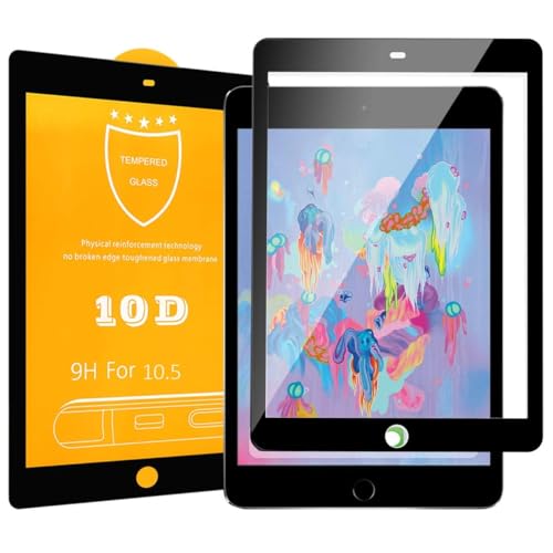 Foxcrypt 10D Full Coverage Panzerschutzfolie Schutzfolie Glassfolie kompatibel mit iPad Pro 10.5 Zoll - Tempered Glass - SCHWARZER RAND von Foxcrypt